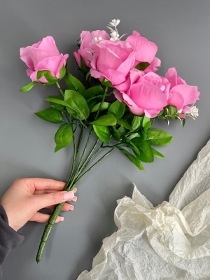 Букет бутон роз 6 голов, 40 см, сиреневый