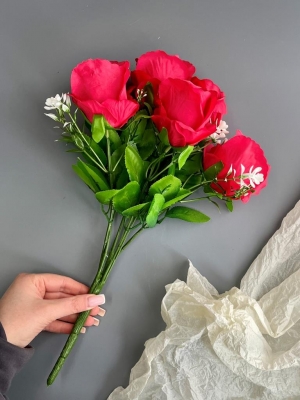 Букет бутон роз 6 голов, 40 см, бордовый