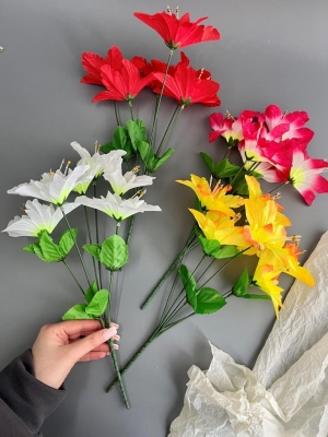 Букет нарцисс 6 голов, 34 см, микс 1, 4шт