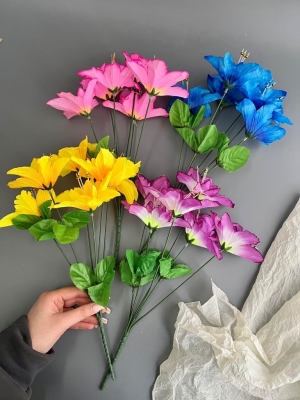 Букет нарцисс 6 голов, 34 см, микс 2, 4шт