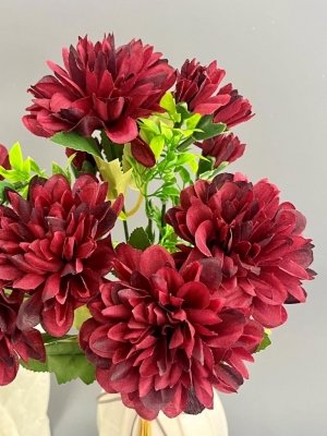 Букет хризантем 9 веток, 38 см, бордовый