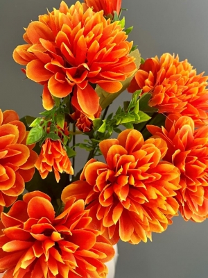 Букет хризантем 9 веток, 38 см, оранжевый