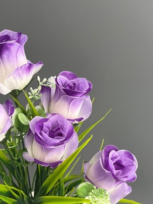 Букет из роз 6 голов, 40 см, фиолетовый