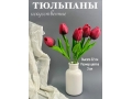 Ветка одиночная тюльпан латекс, 32 см, красно-черный, 5 шт