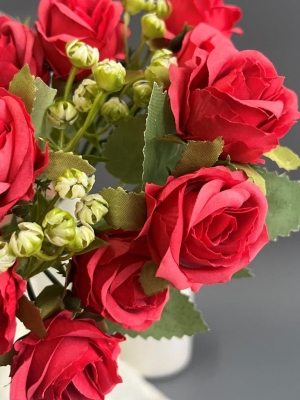 Букет роз 10 голов, 27 см, красный