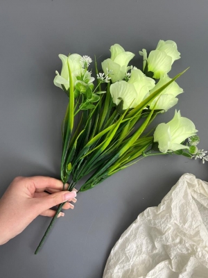 Букет из роз 6 голов, 40 см, лимонный/светло-розовый, 2 букета