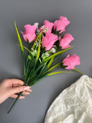 Букет из роз 6 голов, 40 см, розовый/фиолетовый, 2 букета