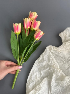 Букет тюльпанов 7 голов, 35 см, розовый