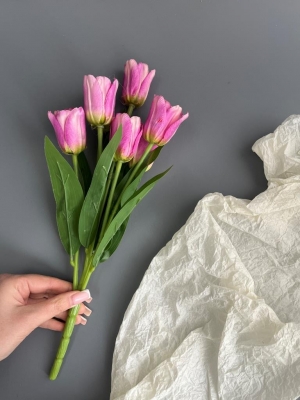 Букет тюльпанов 7 голов, 35 см, сиреневый
