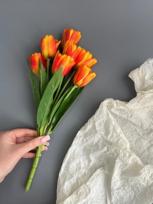 Букет тюльпанов 7 голов, 35 см, оранжевый