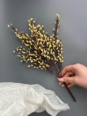 Букет верба 5 веток, 36 см, желтый