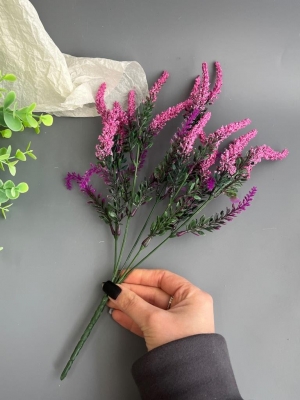 Ветка в букете колосков с обсыпкой, 34 см, сиреневый