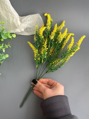 Ветка в букете колосков с обсыпкой, 34 см, желтый