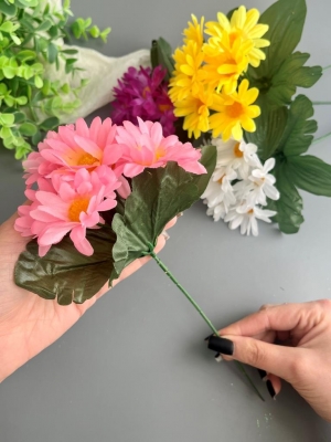 Букет садилка ромашка 7 голов, 25 см, микс, 4 шт