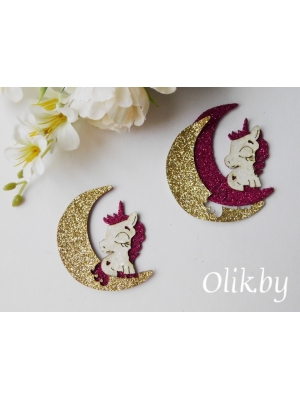 Заготовка для творчества Патч "Единорог1", 5 см, малиновый, 2 шт