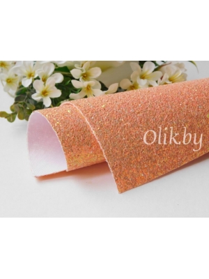 Кожзам "Блестки" А4, персиковый