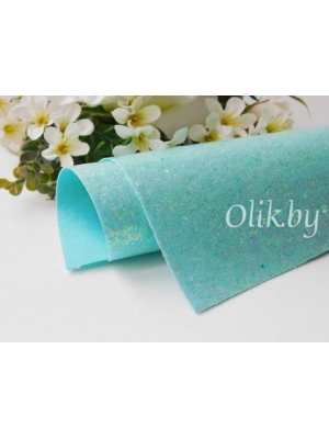 Кожзам "Блестки" А4, аквамариновый