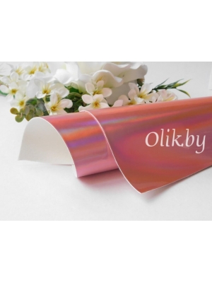 Кожзам "Зеркальный" А4, нежно-розовый