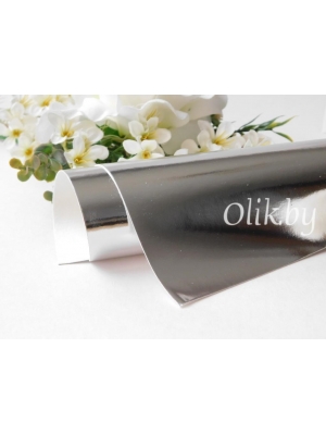 Кожзам "Зеркальный" А4, серебро