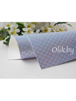 Кожзам голографик "Чешуя" А4, фиолетовый