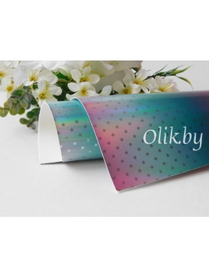 Кожзам голографик c переходом цвета "Звездочки" А4, №3