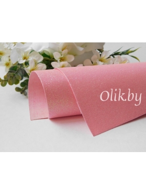 Кожзам с глиттером А4, нежно-розовый