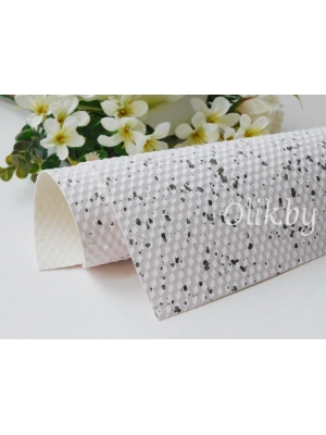 Кожзам текстурный "Брызги" А4, белый/серебро