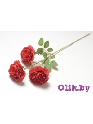 Ветка пиона 3 головы(К. АЗИАГО), 65см, красный