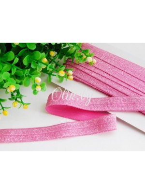 Тесьма эластичная с люрексом, 1.5 см, фуксия, 1м