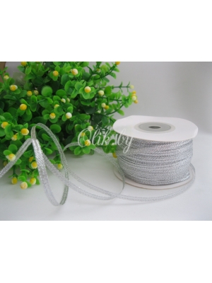 Лента парча, 3мм, серебро, 10м