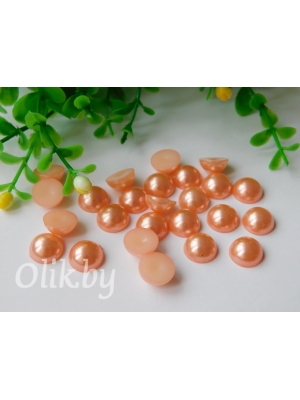 Полубусина круглая, 10 мм, 10 г (примерно 37шт), персик