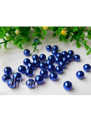 Бусина круглая, 8мм, синий, 10г (примерно 40 шт)