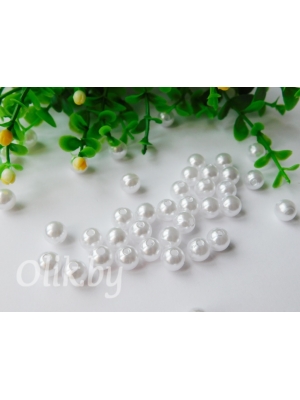 Бусина круглая, 8мм, белый, 10 г (примерно 40 шт)