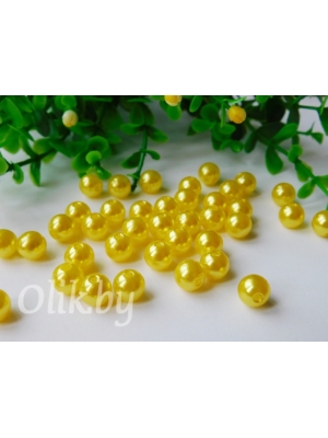 Бусина круглая, 8мм, желтый, 10 г (примерно 40 шт)