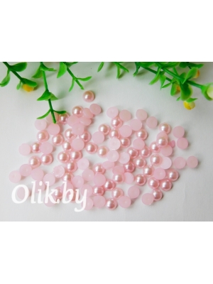 Полубусина круглая, 6 мм, 10 г (примерно 170шт), бледно-розовый