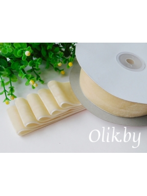 Лента бархатная 3,8 см, айвори №28