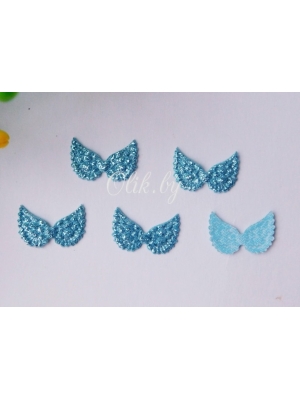 Патч с блестками 2*1 см "Крылья маленькие", голубой,1 шт