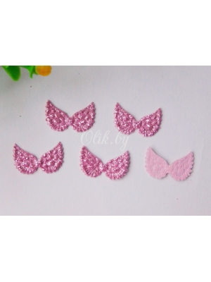 Патч с блестками 2*1 см "Крылья маленькие", светло-розовый,1 шт