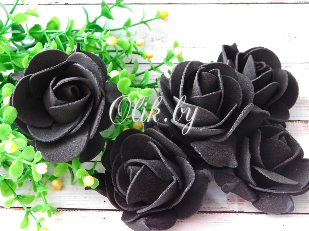 Головки цветов Роза чайная, латекс, 5см, черный, 1шт