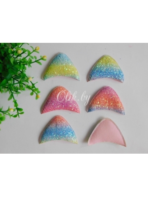 Патч 3D радужный, россыпь пайеток "Ушки" 6*3,5 см, 2шт