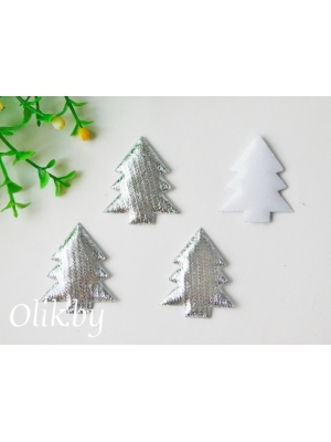 Патч "Елочка" 3,2*3,8 см, серебро, 10 шт