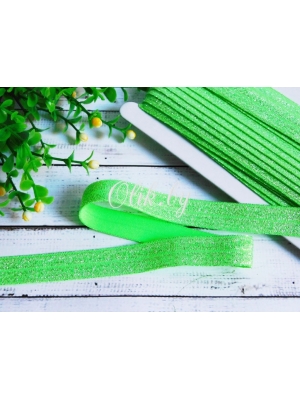 Тесьма эластичная с люрексом, 1.5 см, салатовый, 1м