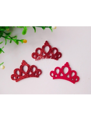 Патч с блестками "Корона ажурная" 4,4*2,8 см, красный, 1шт