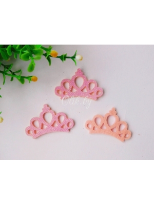 Патч с блестками "Корона ажурная" 4,4*2,8 см, светло-розовый, 1шт