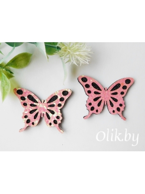 Лазерная вырубка из кожзама "Бабочка №1" 3,5*4,5 см несклеенная, 2 шт