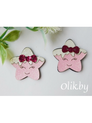 Лазерная вырубка из кожзама "Звездочка №2" 2,5*5 см несклеенная, 2 шт