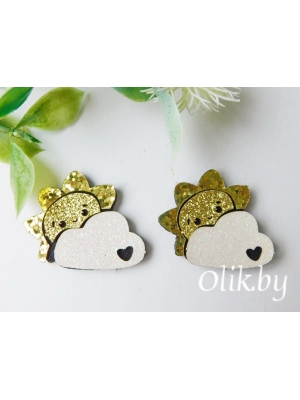 Лазерная вырубка из кожзама "Солнышко и облачко" 3,6*3 см несклеенная, 2 шт