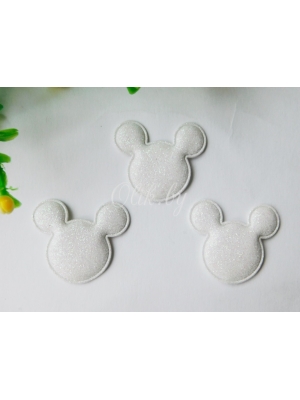 Патч с глиттером "Микки", 30 мм х 35 мм, белый, 1 шт