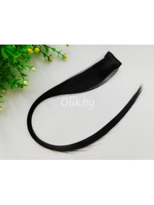 Прядь волос на заколке длина 50 см, ширина 3,2 см, черный