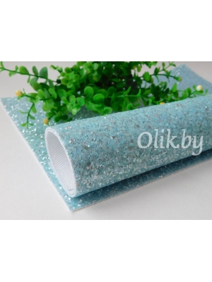 Кожзам "Пайетки пастель" 20*30 см, голубой